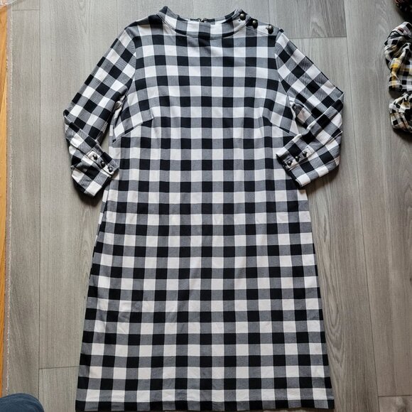Talbots Womens Black & White Checkered Dress With Button Accents Size X - Picture 1 of 6